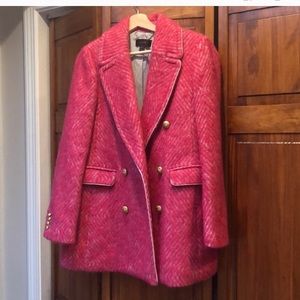 Jcrew Pink Herringbone Check Coat